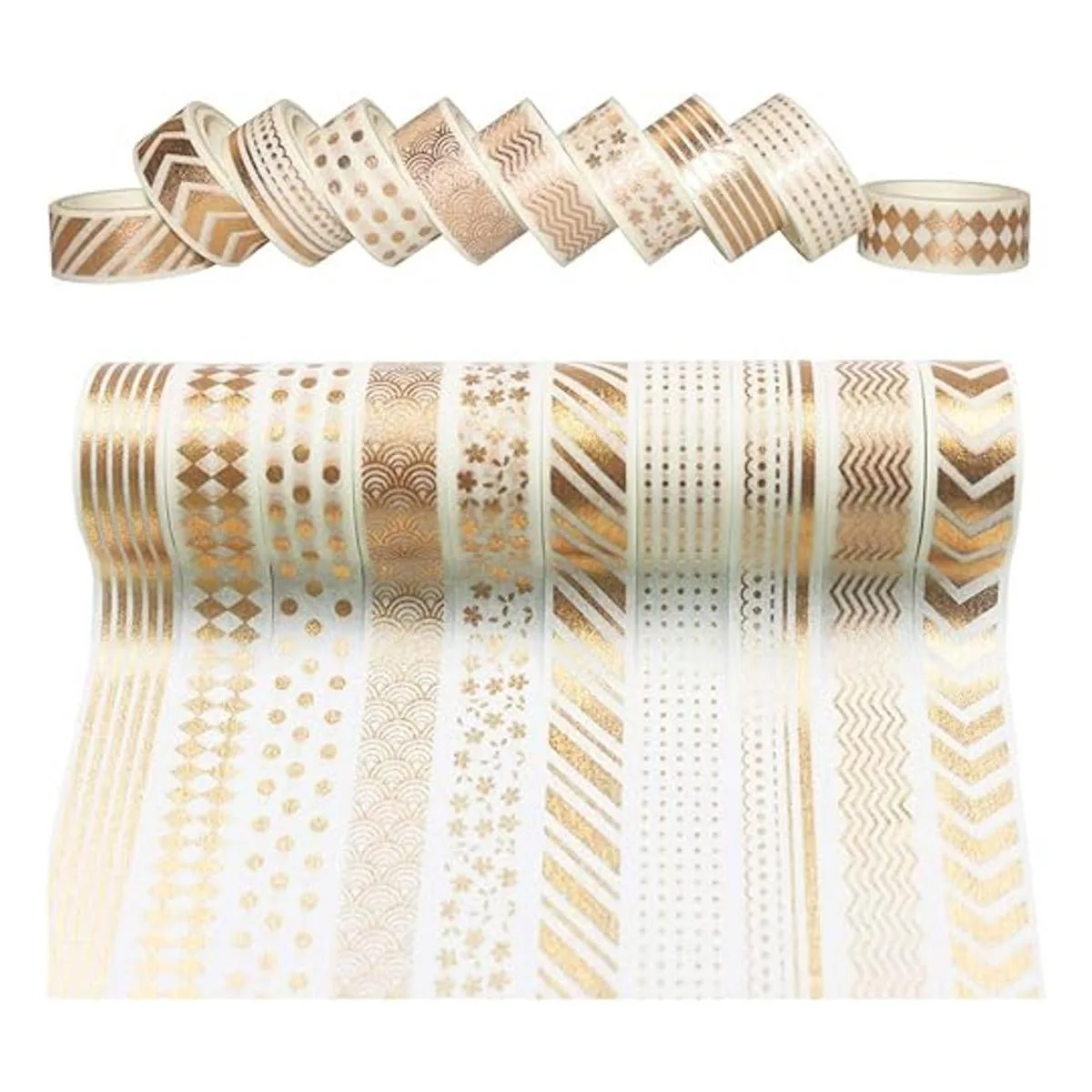 Gold Foil Washi Tape Set 15MM White Skinny Masking