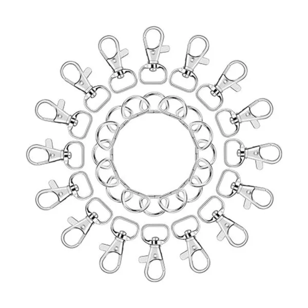 SANNIX 120 Pcs Keychain Clip Hooks with D Ring Include