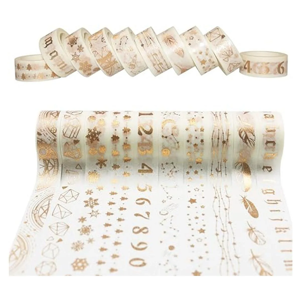 Gold Foil Washi Tape Set 15MM White Skinny Masking