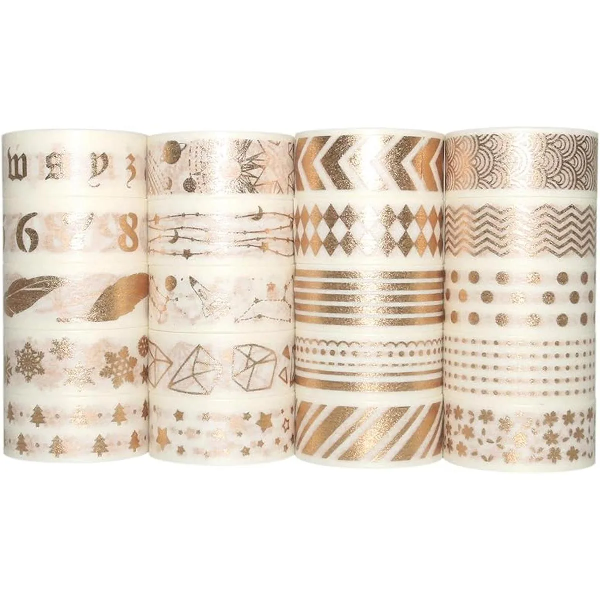 Gold Foil Washi Tape Set 15MM White Skinny Masking