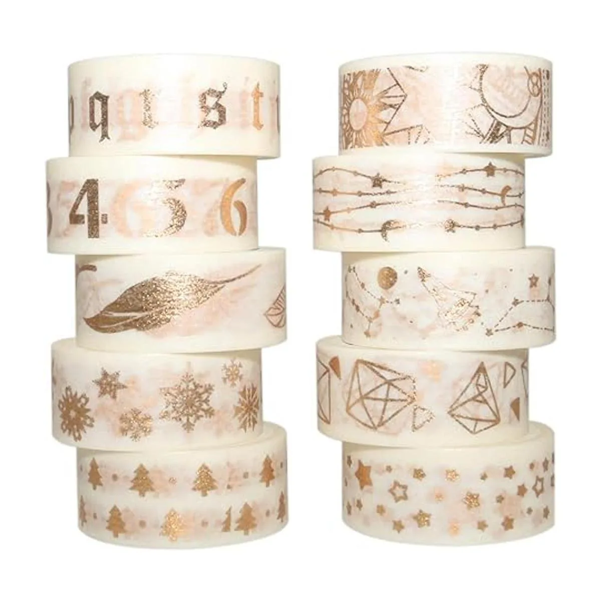 Gold Foil Washi Tape Set 15MM White Skinny Masking
