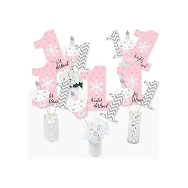 Big Dot of Happiness Pink Onederland Juego de 15 centros_1