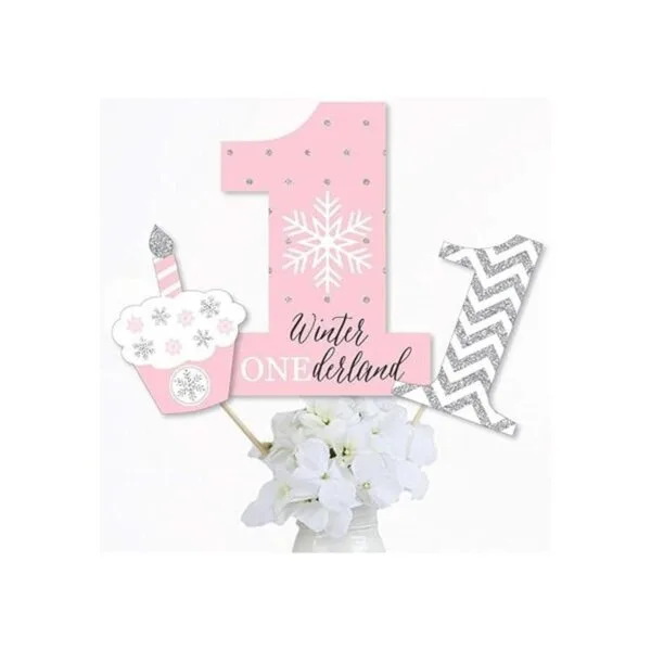 Big Dot of Happiness Pink Onederland Juego de 15 centros_2