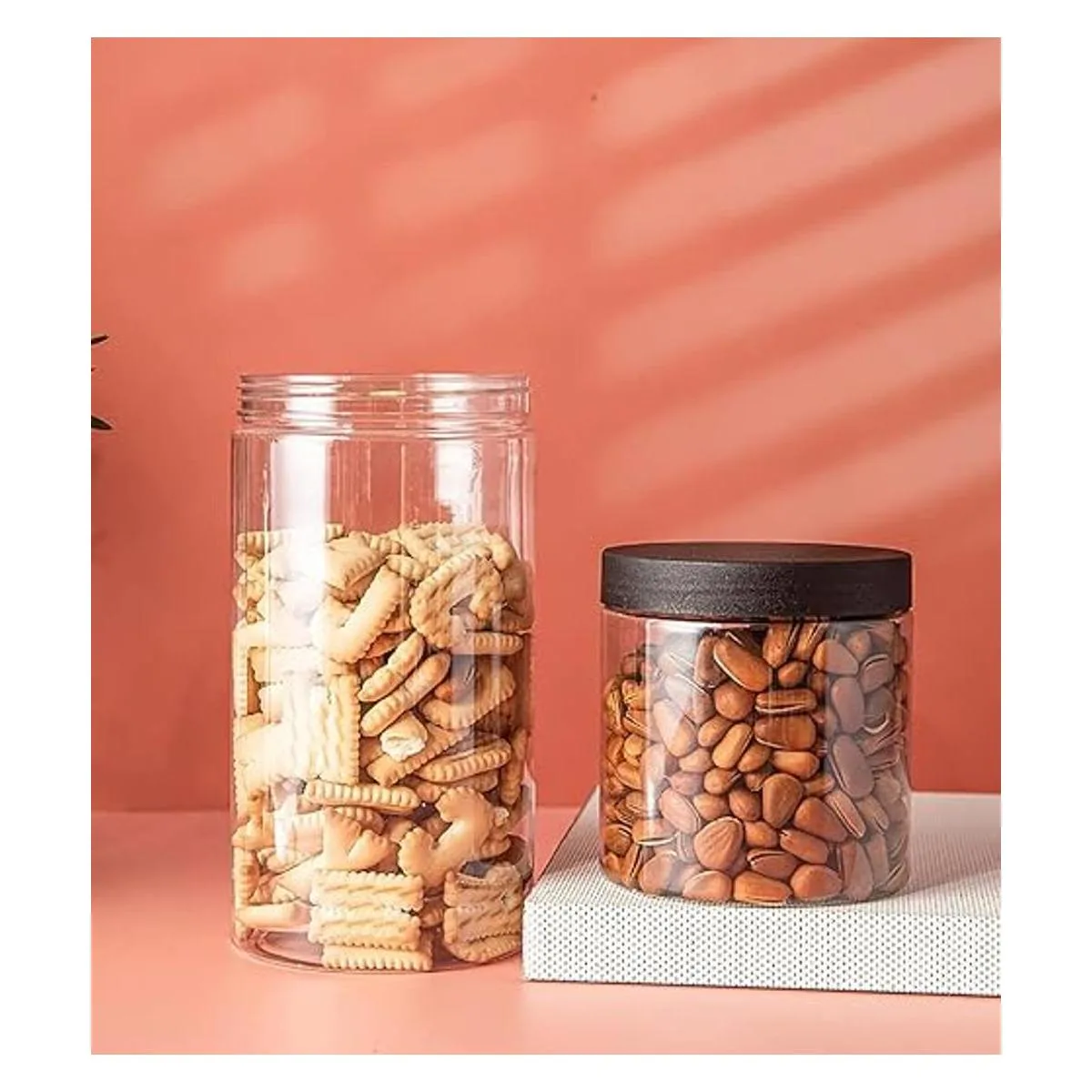 Lawei Paquete de 8 tarros de plástico transparente de 34