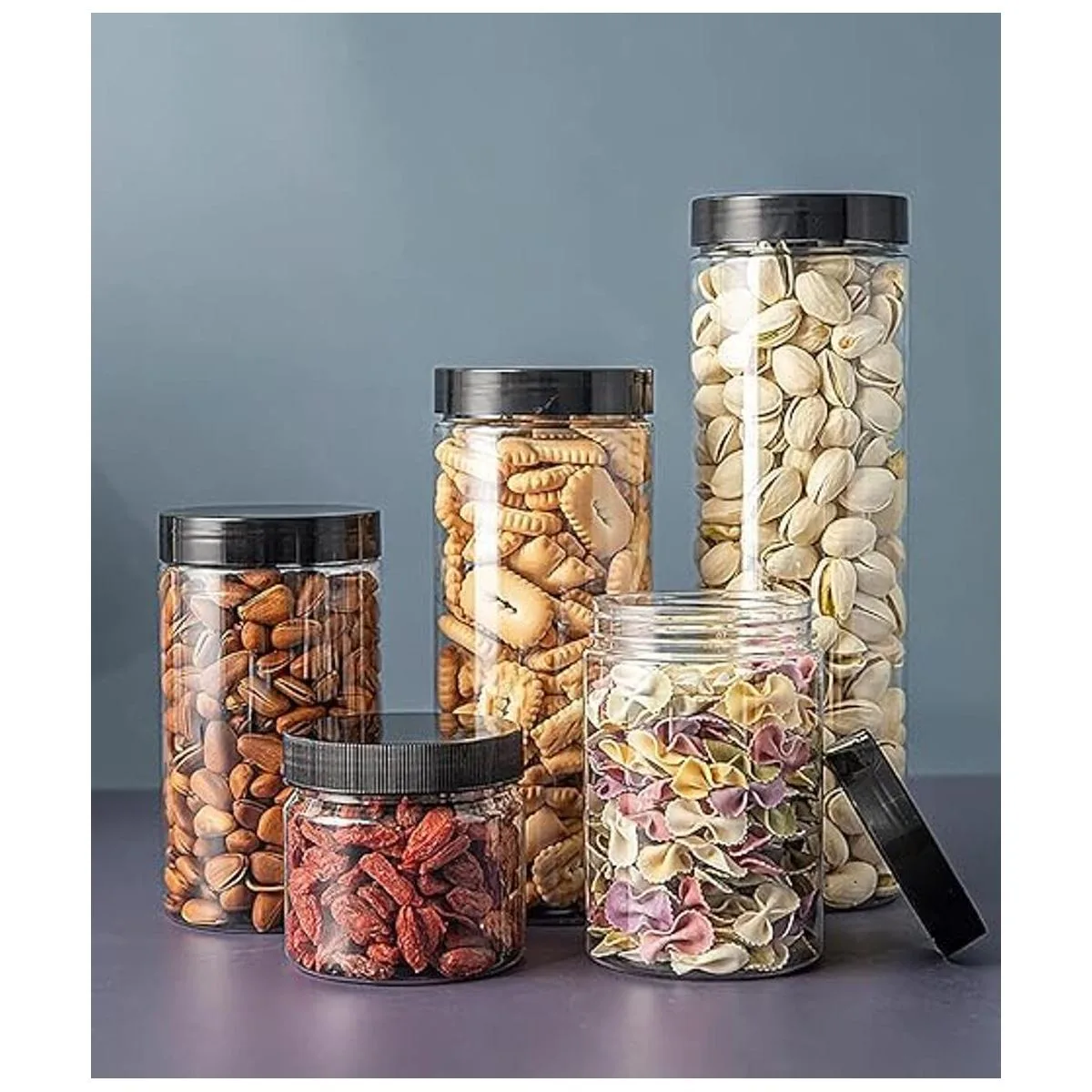 Lawei Paquete de 8 tarros de plástico transparente de 34