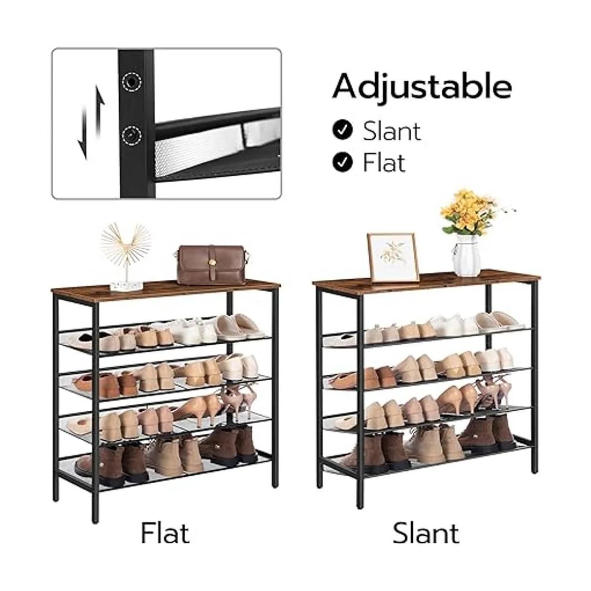 HOOBRO Zapatero de 5 niveles con estante para 16 pares