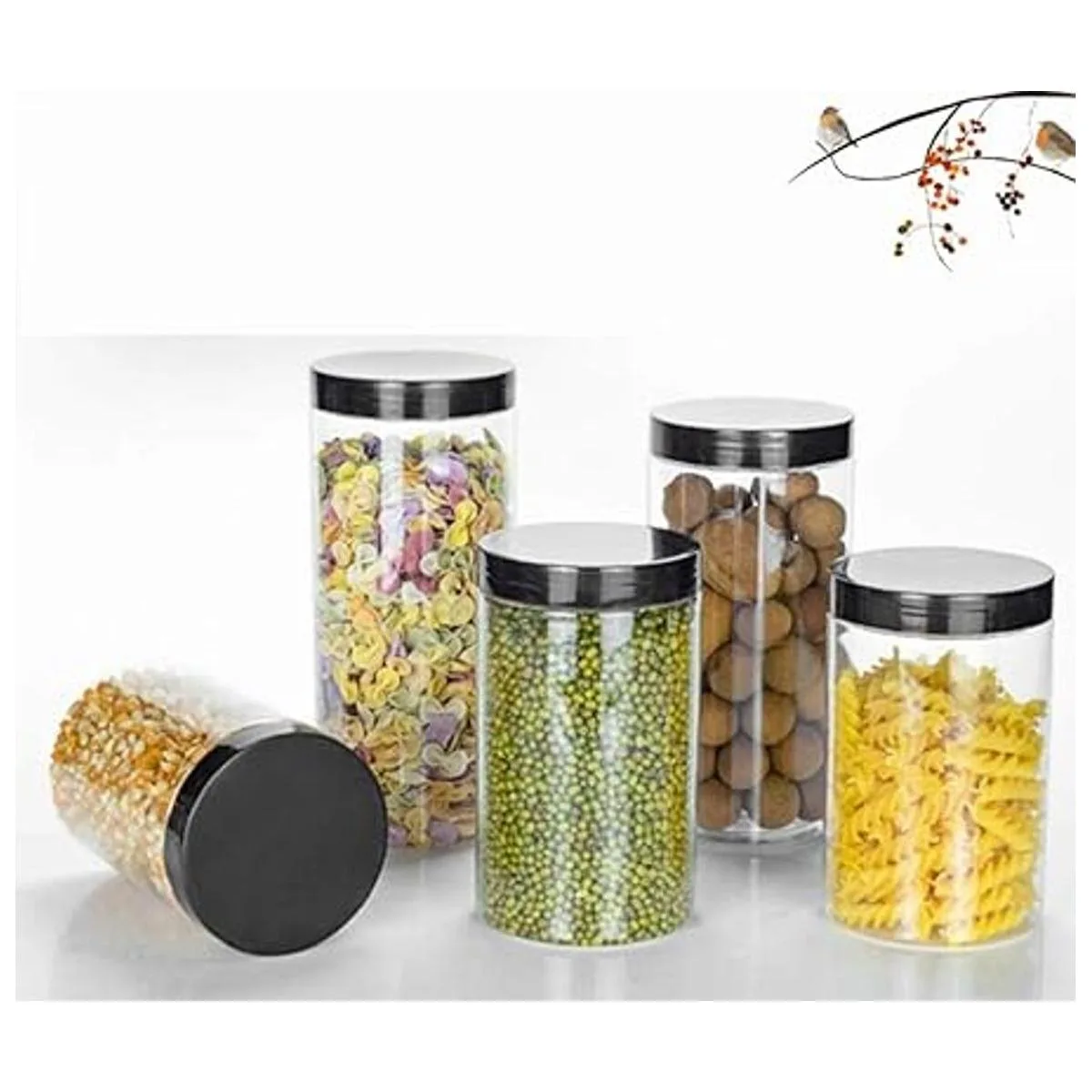 Lawei Paquete de 8 tarros de plástico transparente de 34