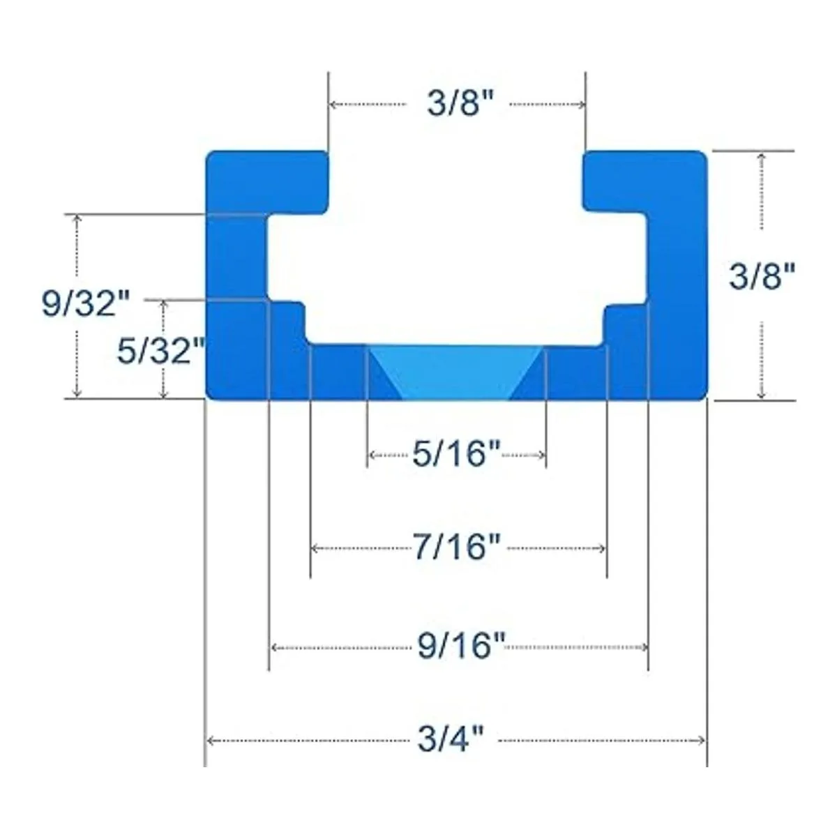 Guía en T con tornillos de madera Perfil de corte doble