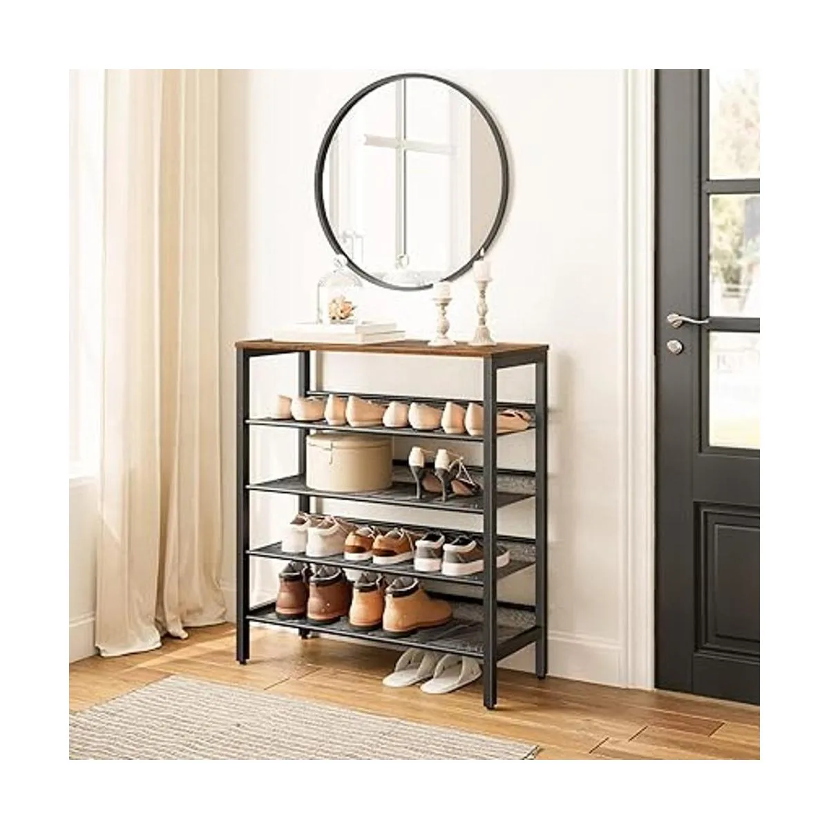 HOOBRO Zapatero de 5 niveles con estante para 16 pares