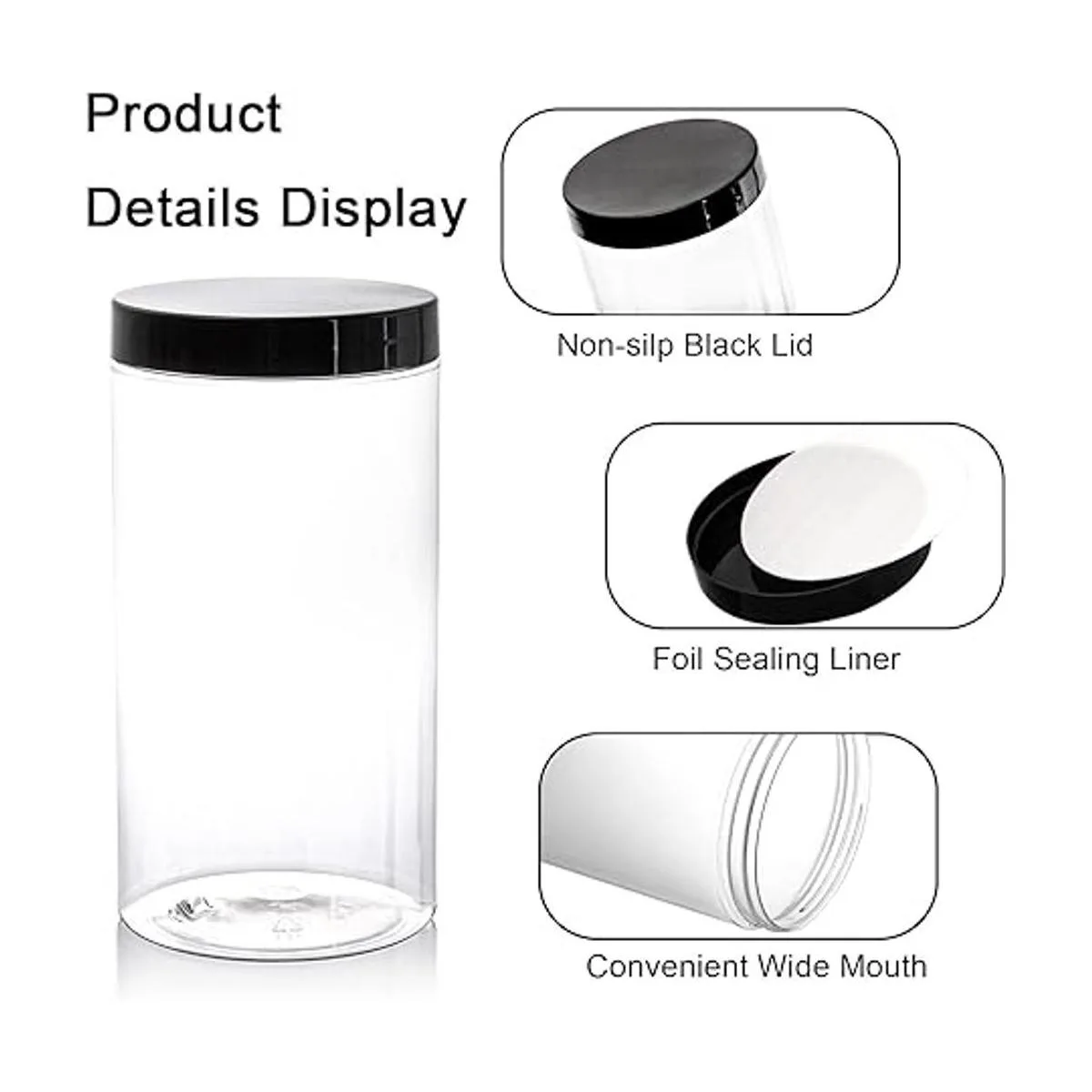 Lawei Paquete de 8 tarros de plástico transparente de 34