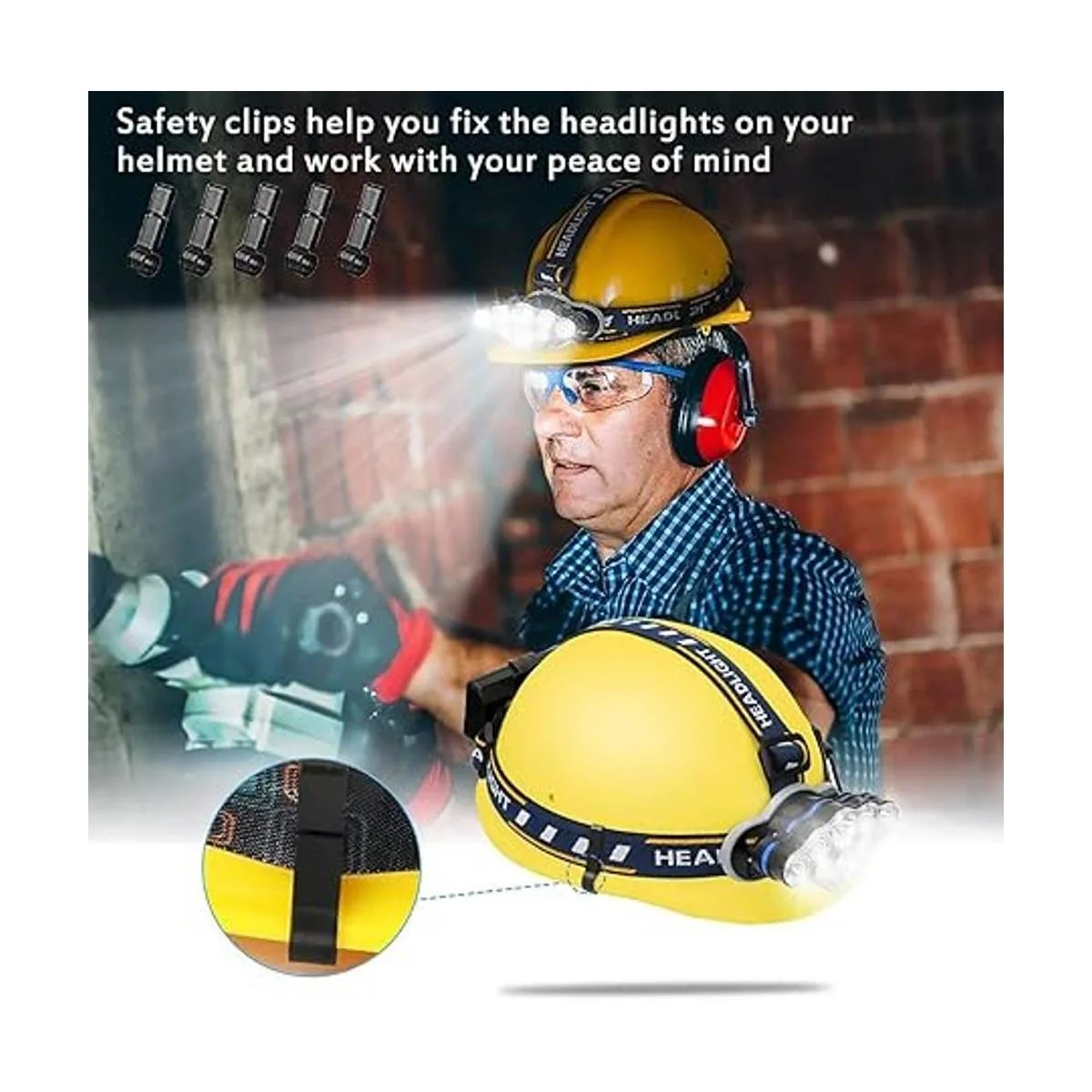 Linterna frontal recargable 8 luces LED de 18000 lúmenes