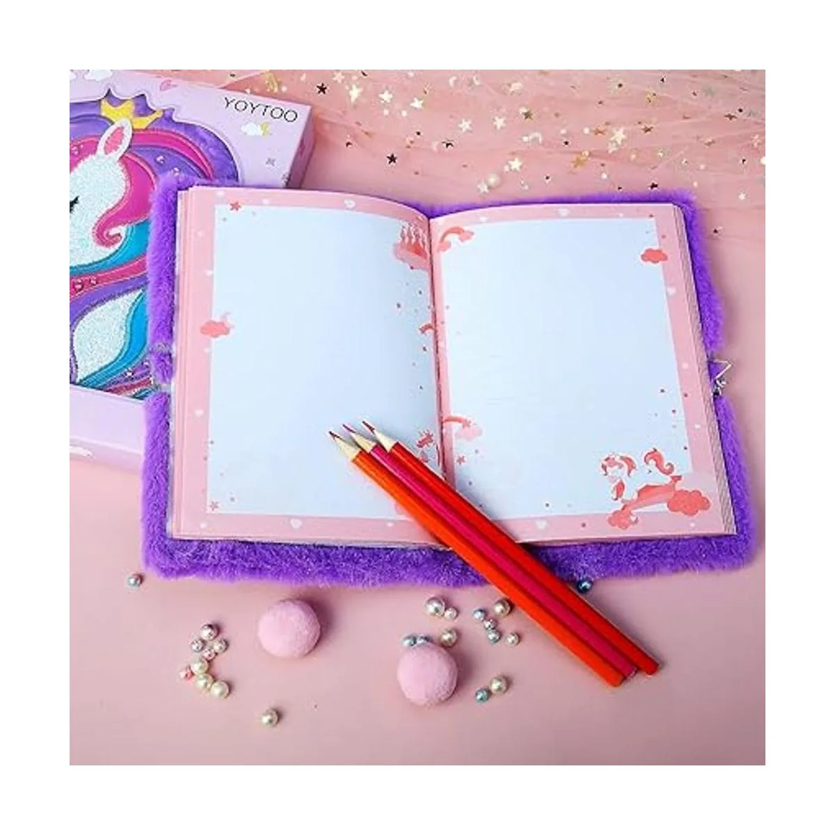 Diario de unicornio para niñas con candado y llaves_6