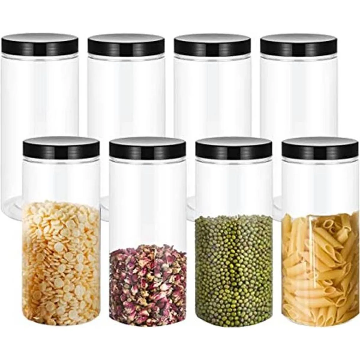 Lawei Paquete de 8 tarros de plástico transparente de 34
