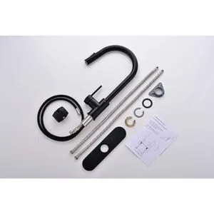 Havin Grifo de cocina negro con rociador extraíble con_5