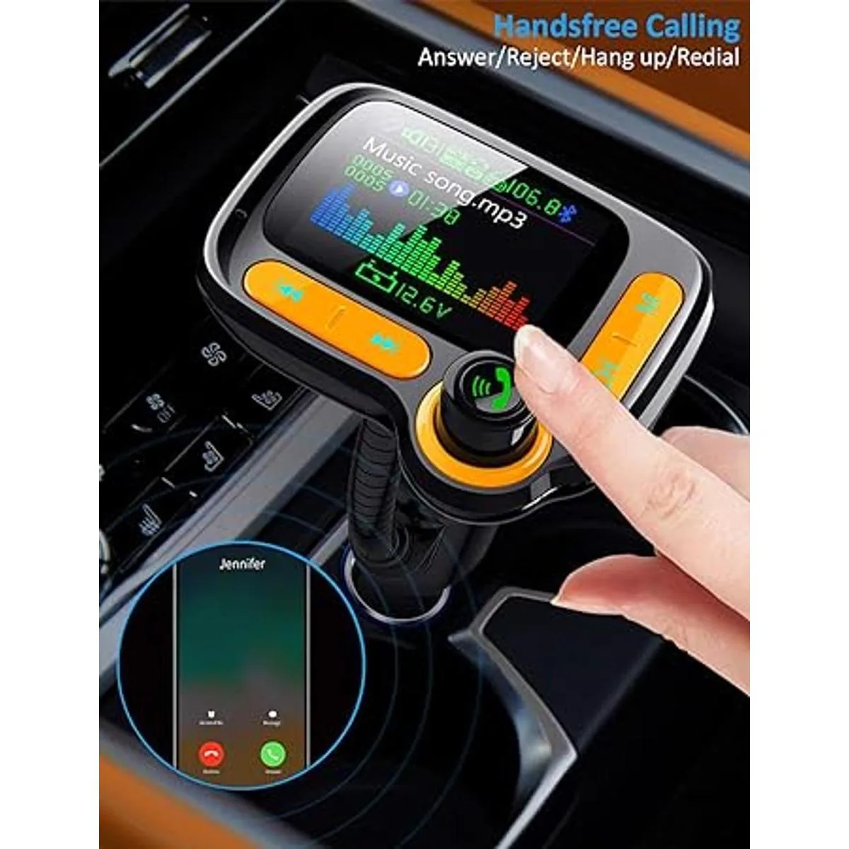 Adaptador de coche transmisor FM Bluetooth compatible con_2