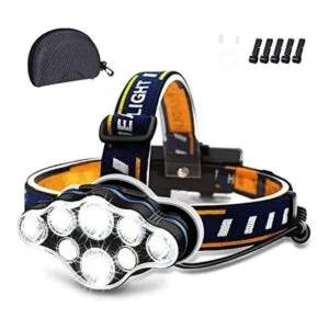 Linterna frontal recargable 8 luces LED de 18000 lúmenes