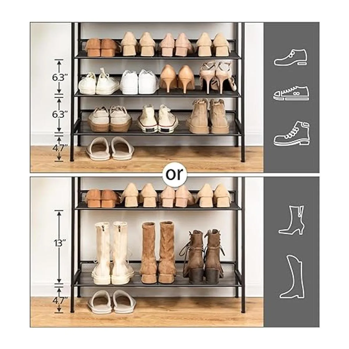 HOOBRO Zapatero de 5 niveles con estante para 16 pares