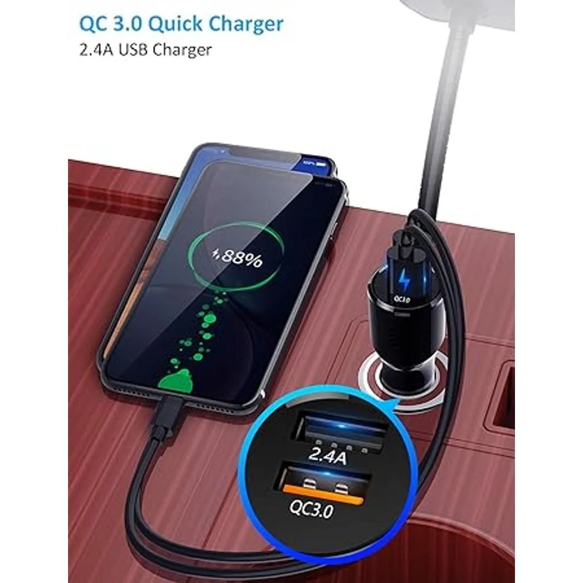 Adaptador de coche transmisor FM Bluetooth compatible con_4