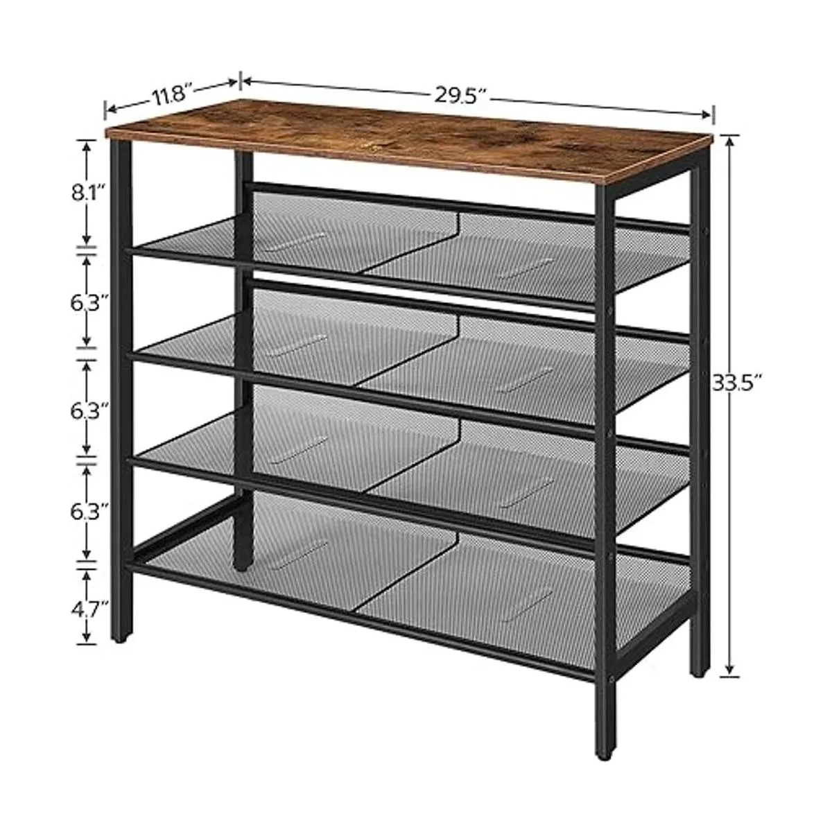 HOOBRO Zapatero de 5 niveles con estante para 16 pares