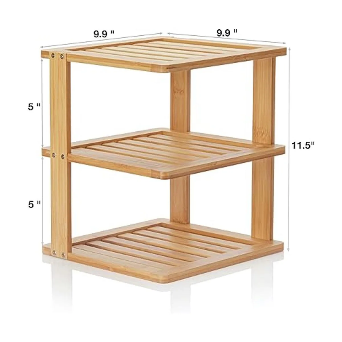 Estante esquinero de bambú 3 niveles de 10 x 10 pulgadas
