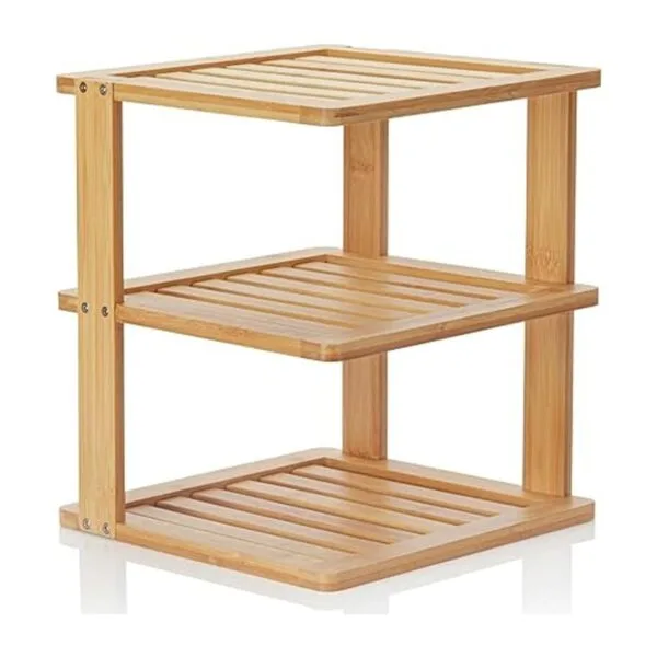 Estante esquinero de bambú 3 niveles de 10 x 10 pulgadas