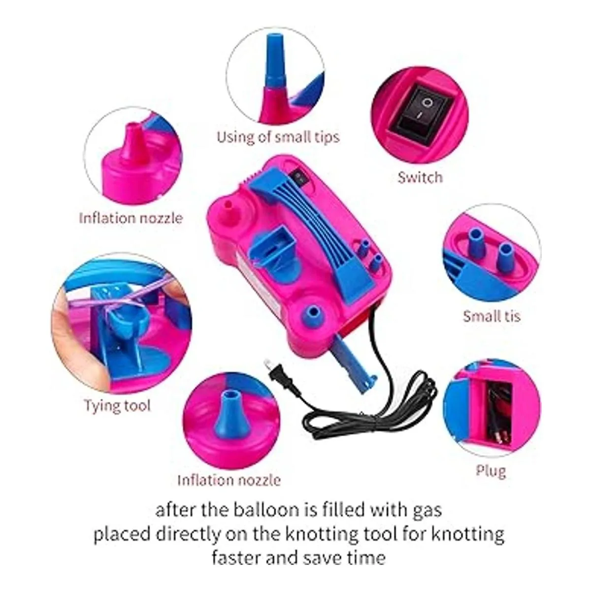 Bomba de aire eléctrica para globos y herramienta para_3