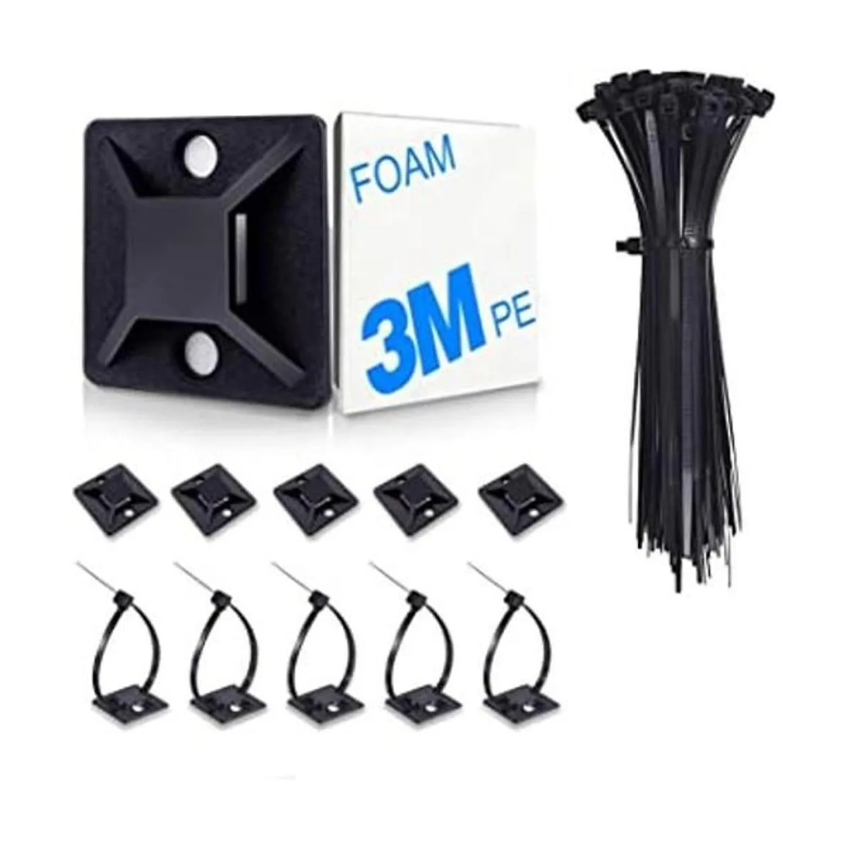 Paquete de 100 soportes con bridas para cables soportes