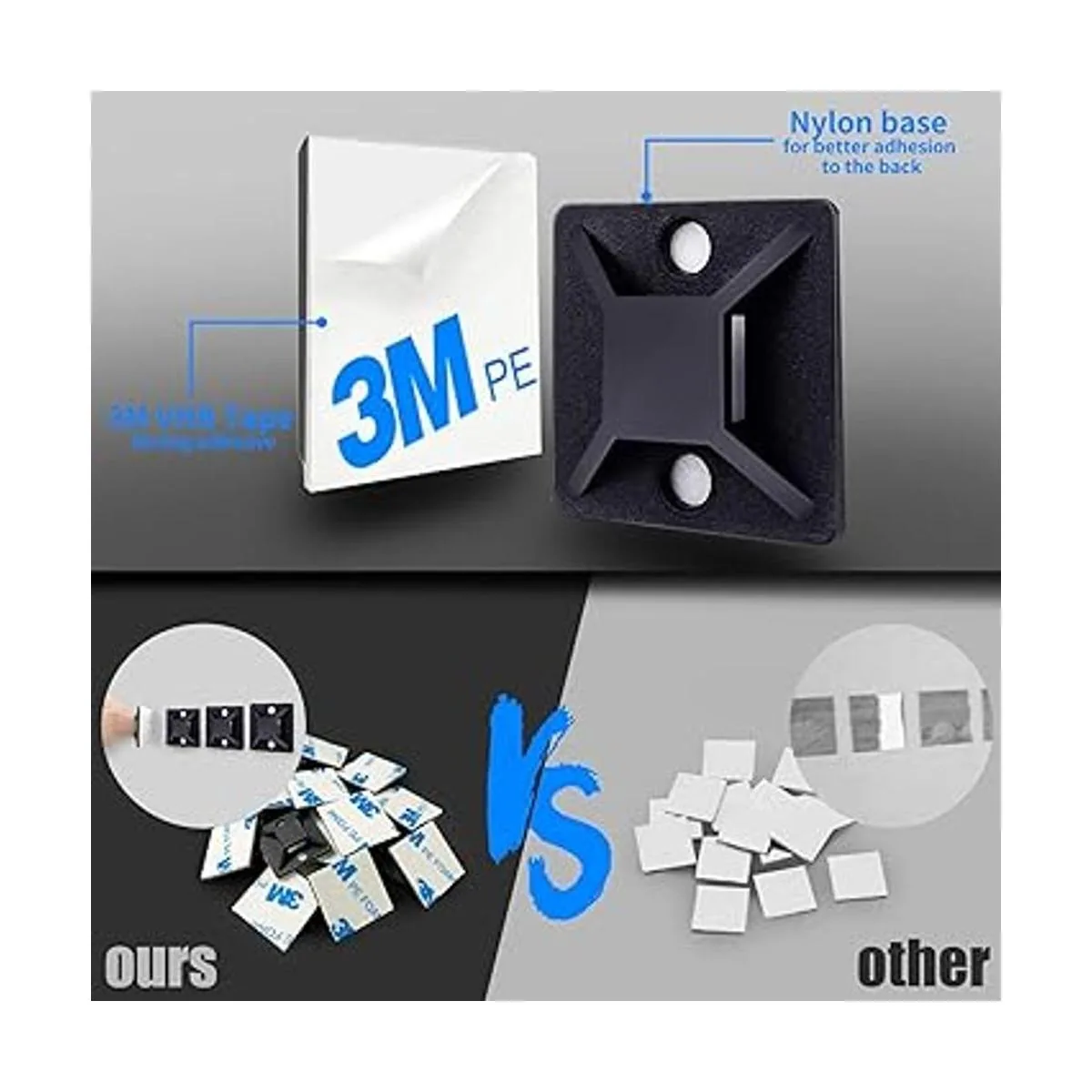 Paquete de 100 soportes con bridas para cables soportes