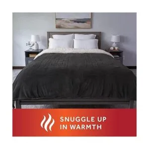 Sunbeam Royal Luxe Sherpa Night Fog Heated Blanket King_2