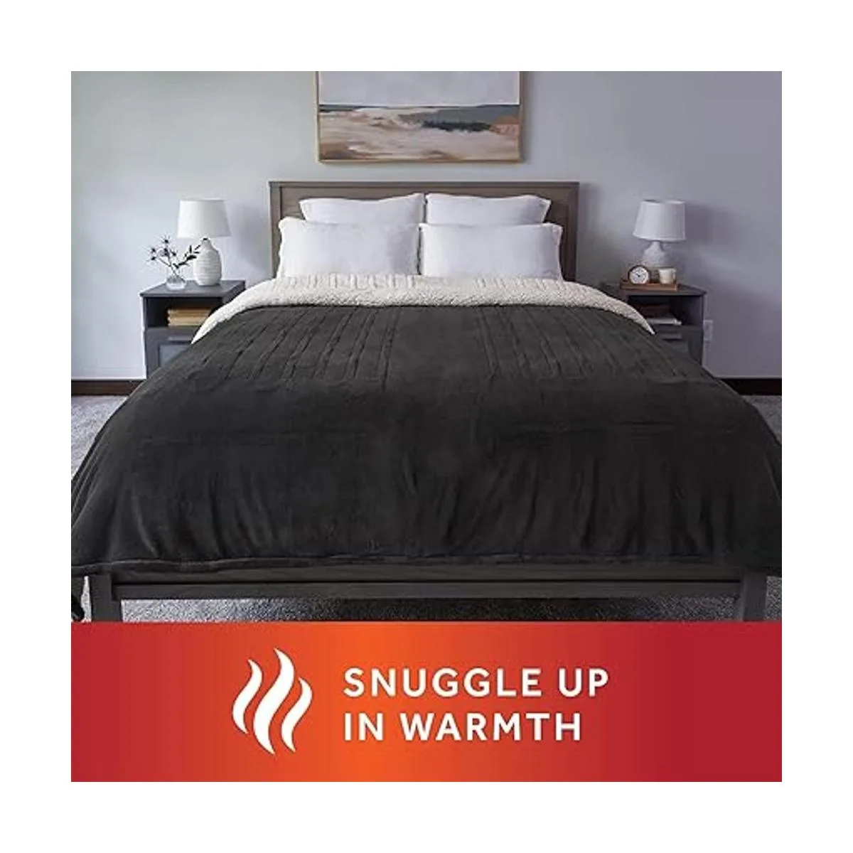 Sunbeam Royal Luxe Sherpa Night Fog Heated Blanket King_2