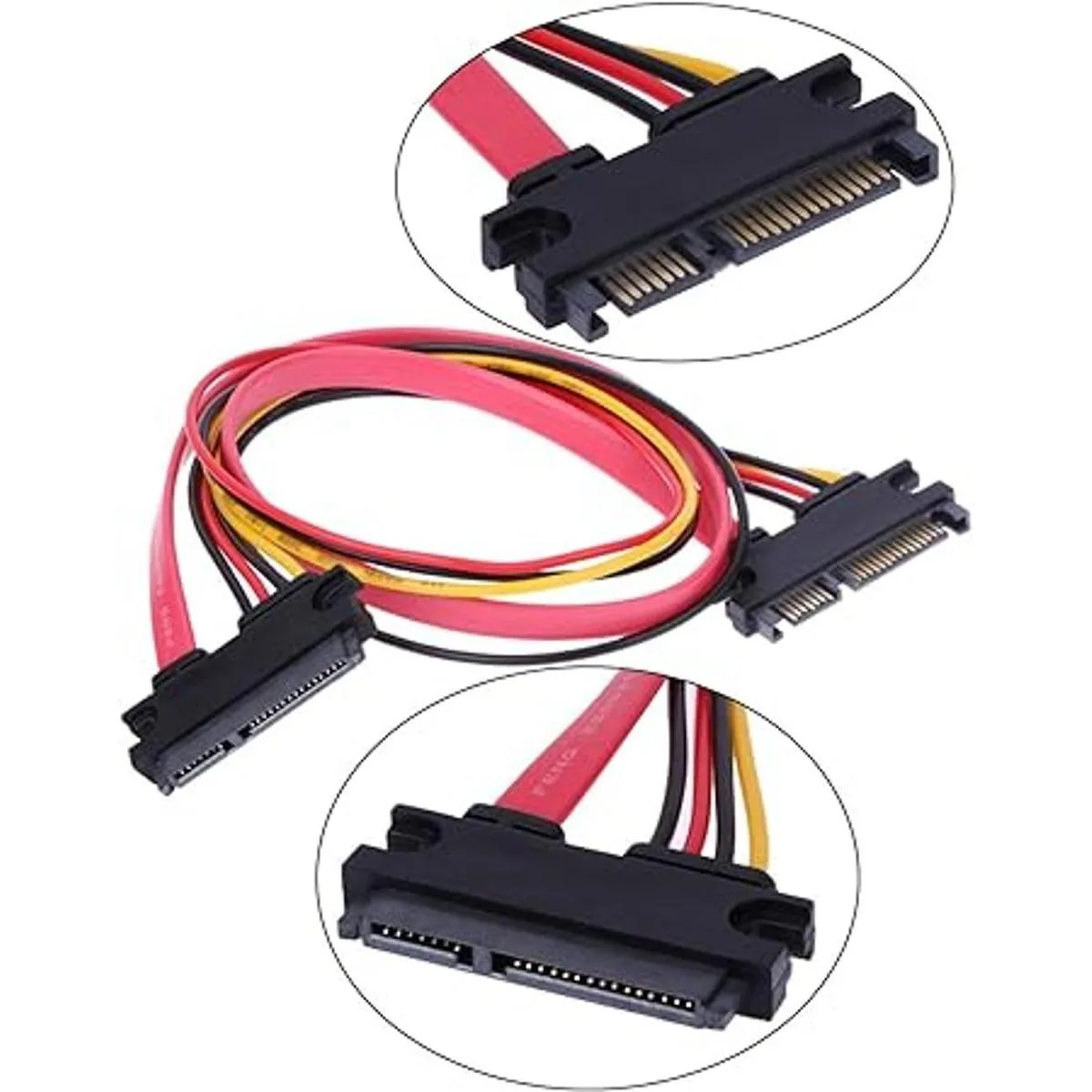 RLECS 2Pack 50cm SATA Power Cable 22Pin 715 Male Plug_3