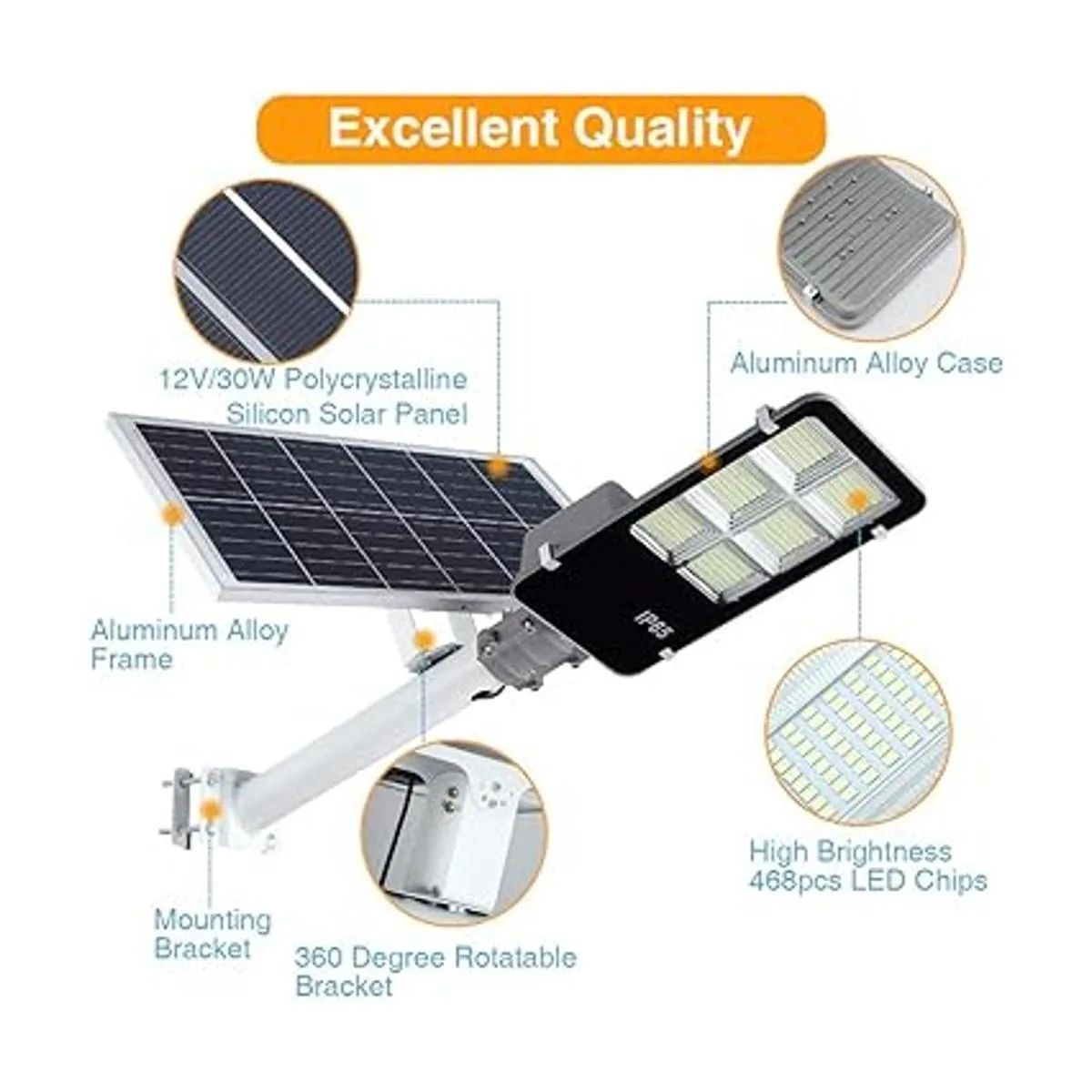 Luces de calle solares LED de 400 W para exteriores luz