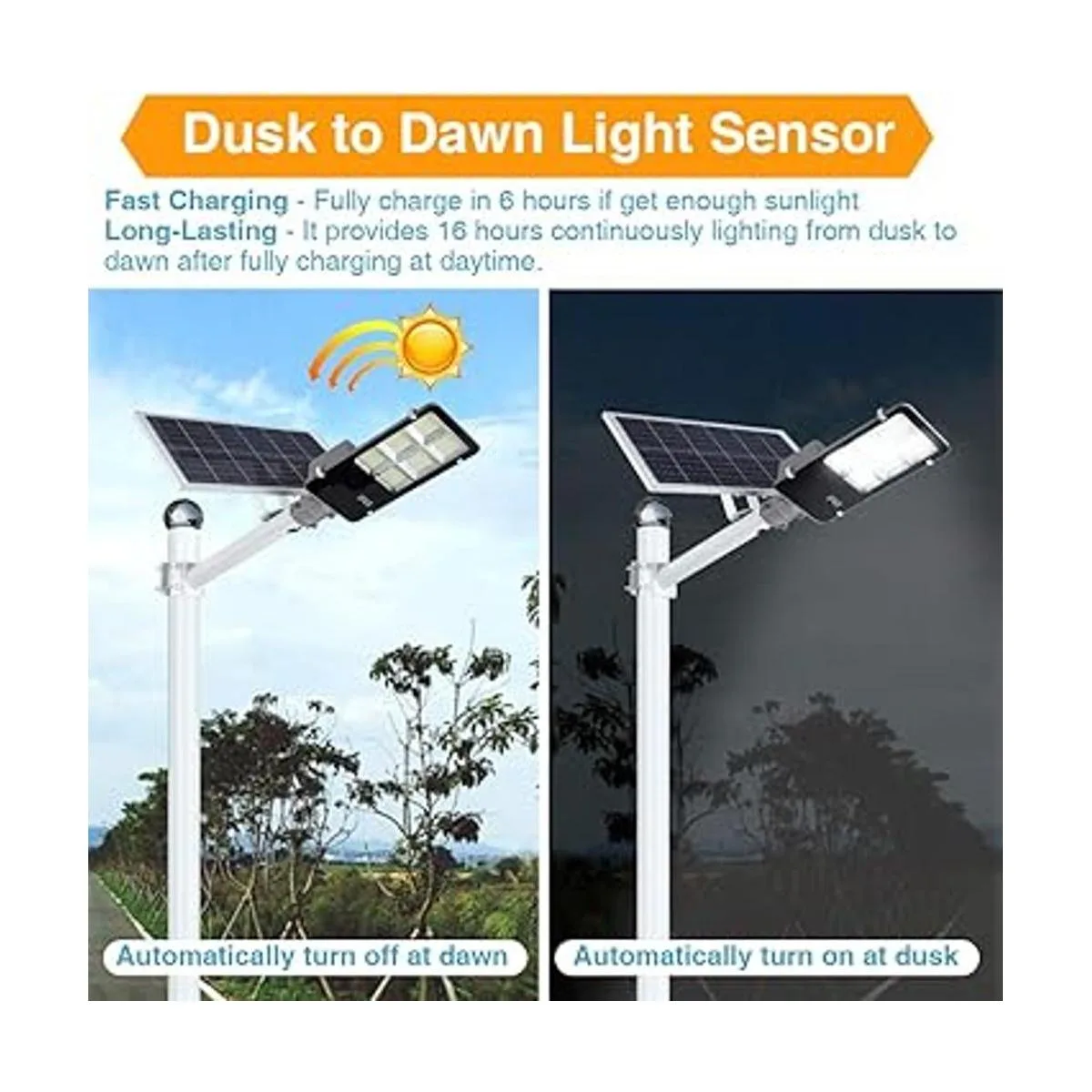 Luces de calle solares LED de 400 W para exteriores luz