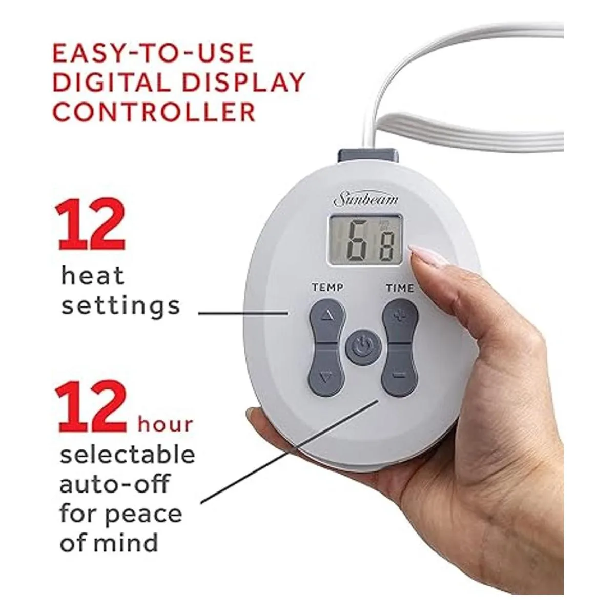 Sunbeam Royal Luxe Sherpa Night Fog Heated Blanket King_4