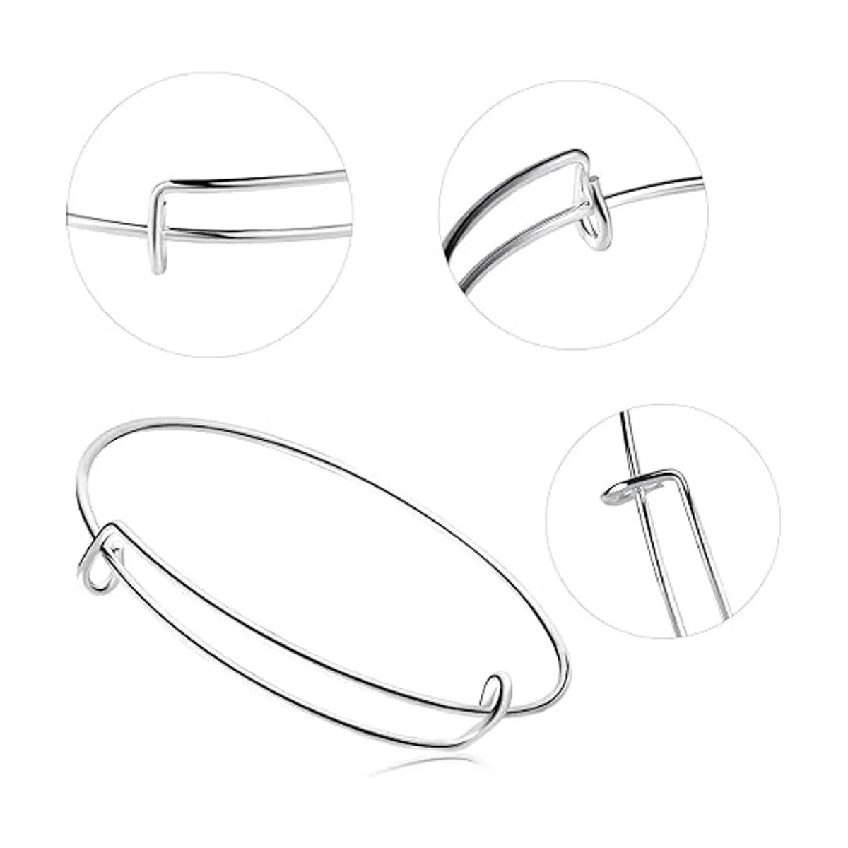 Brazaletes expandibles de alambre ajustable en blanco_3