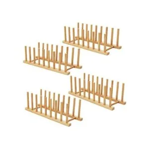 Estante para platos de madera de bambú soporte para_1