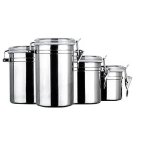 Foraineam Juego de 4 recipientes herméticos de acero