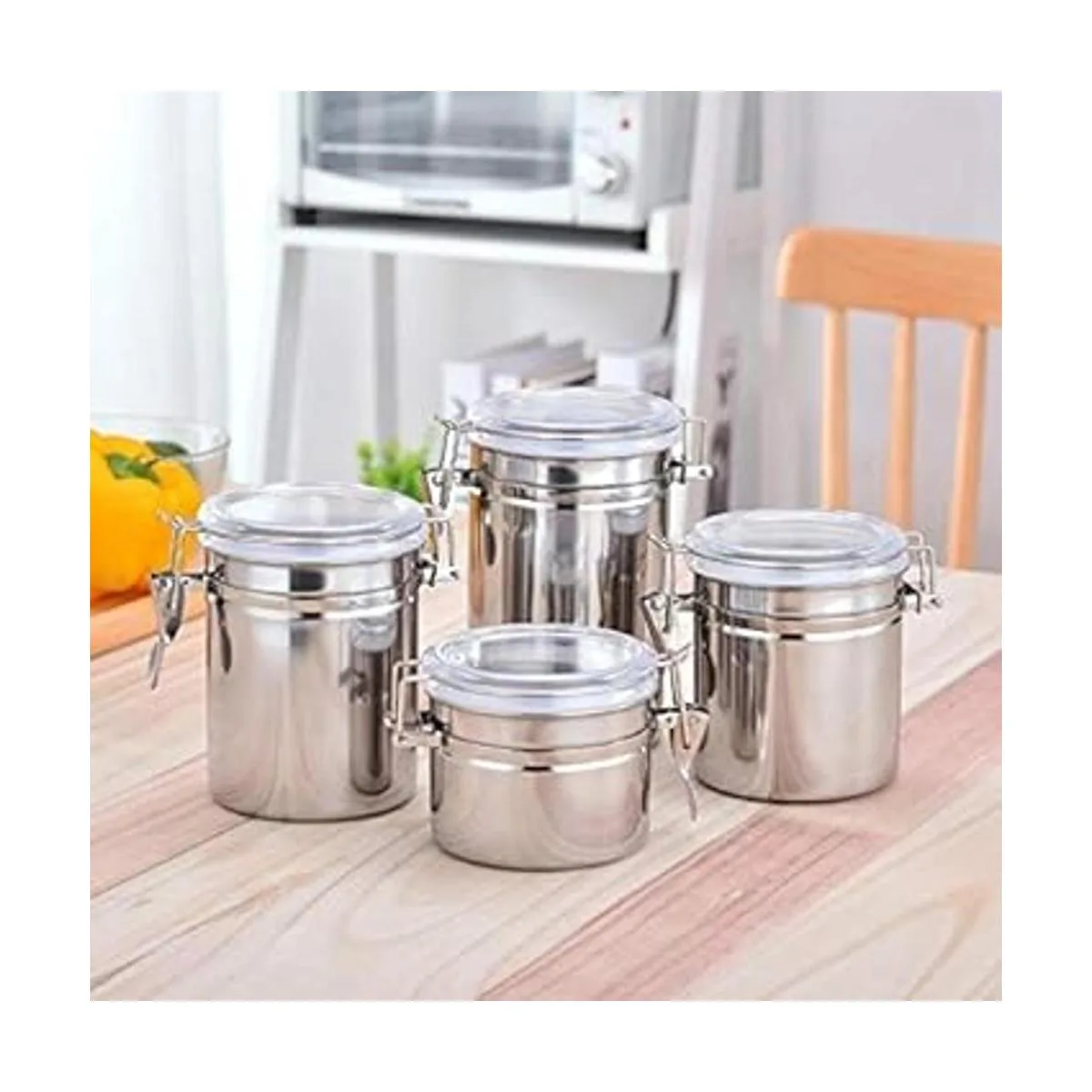 Foraineam Juego de 4 recipientes herméticos de acero