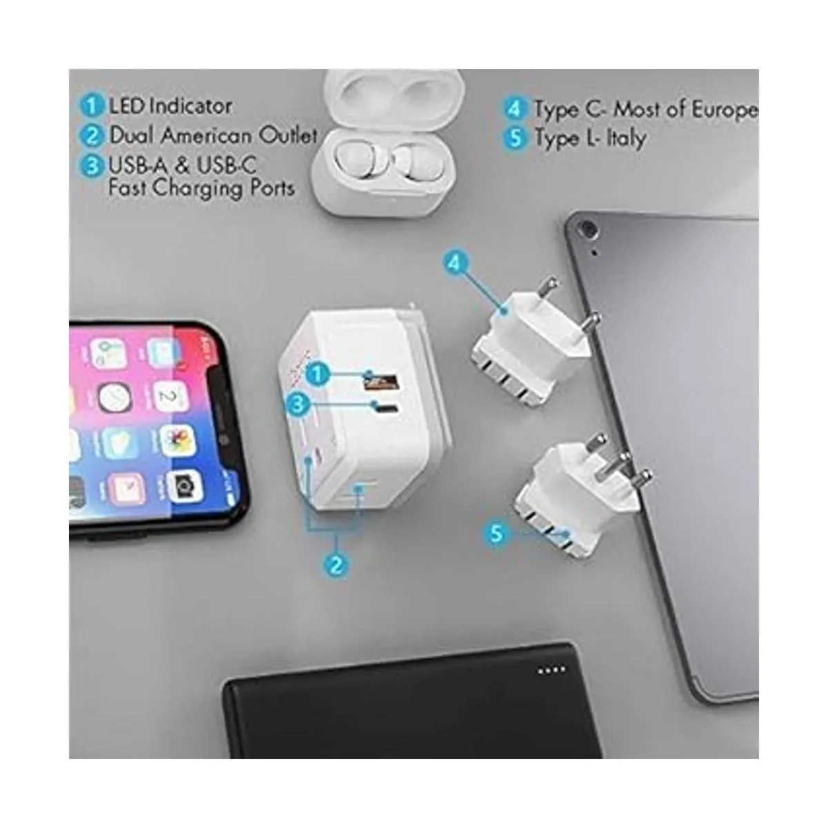 Italia Chile Roma juego de viaje de adaptador de_3