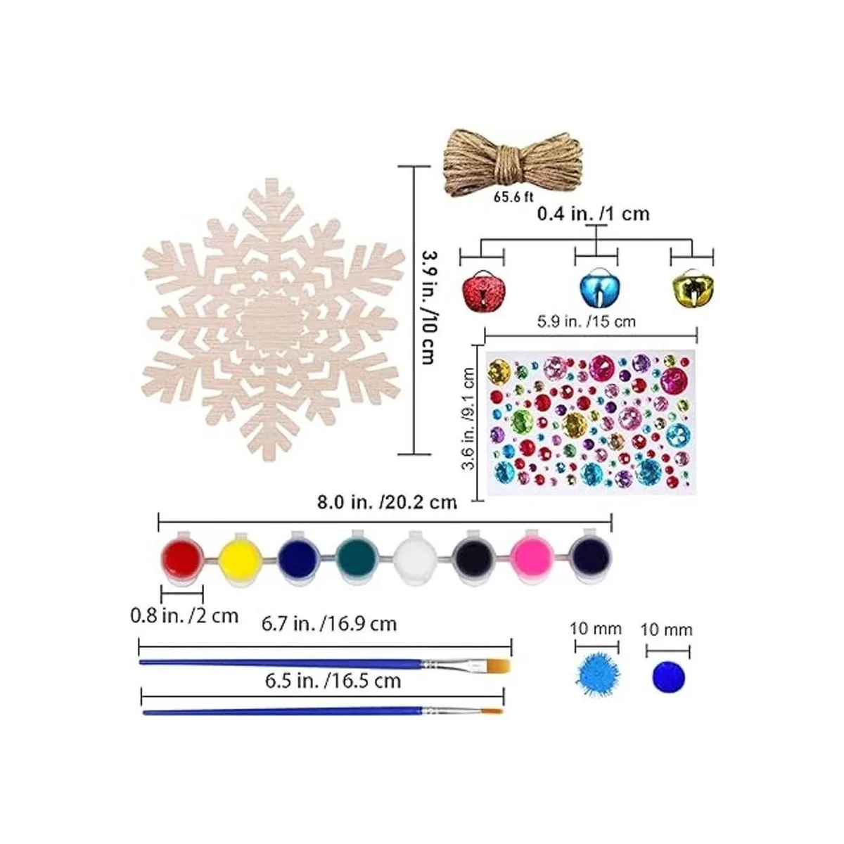 Juego de 32 adornos de copos de nieve de madera natural
