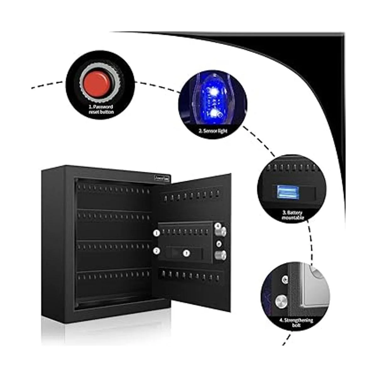 JUGREAT Caja fuerte de pared para armario de 80 llaves con