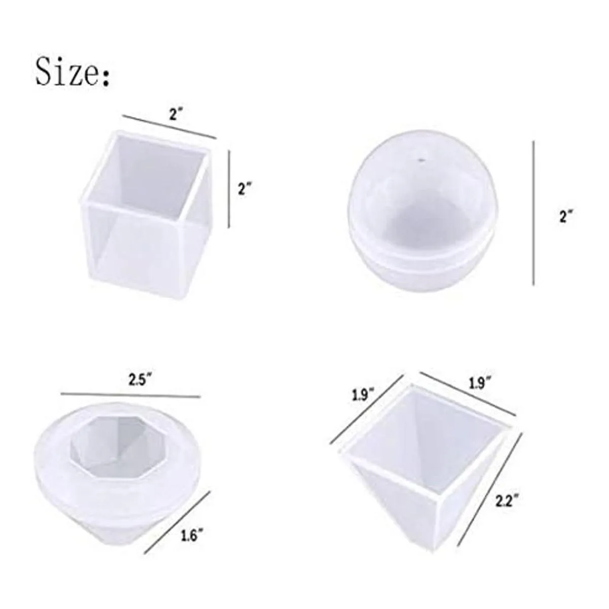 Clear Sphere Cube Diamond Triangular Pyramid Resin Mold 4