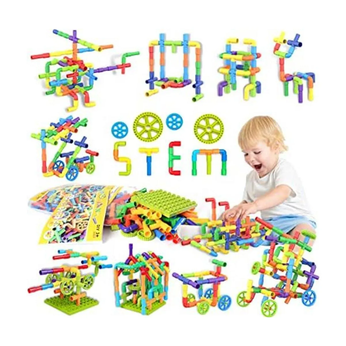 175 piezas de bloques de construcción de tubo tubo de_1