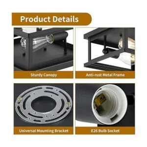 Drosbey Lámpara de techo empotrada de 2 luces lámparas de_4