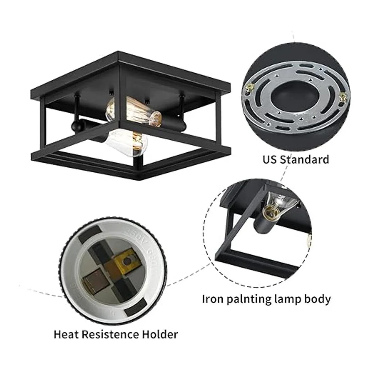 Drosbey Lámpara de techo empotrada de 2 luces lámparas de_2