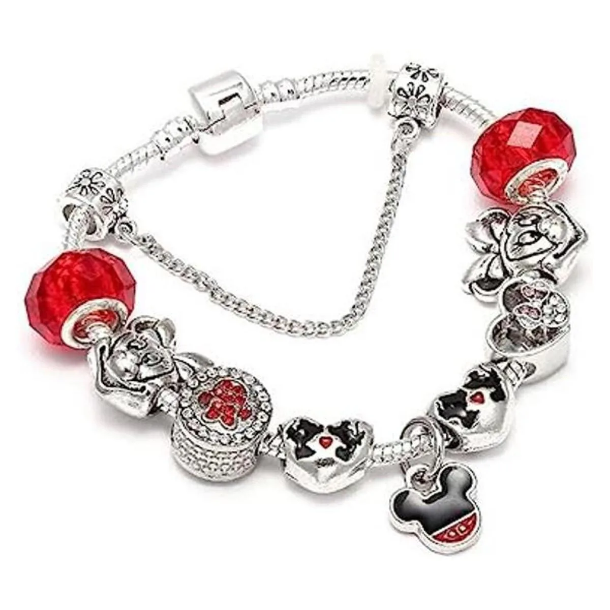 Miadeal Pulsera con abalorios de Mickey y Minnie Mouse_1