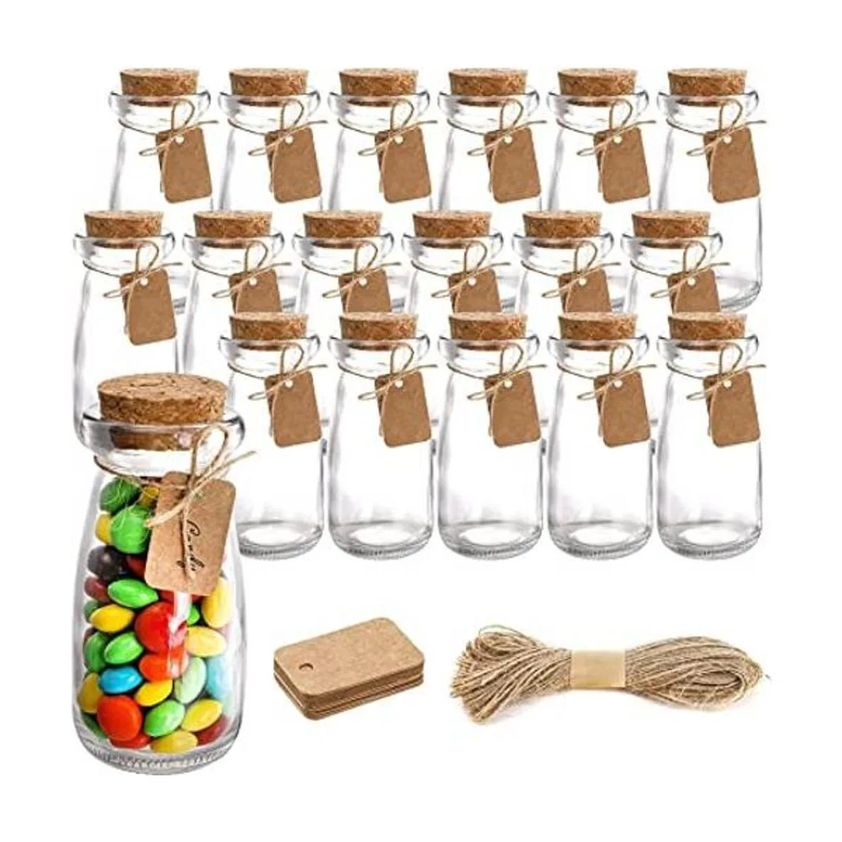 Kingrol Paquete de 18 botellas de vidrio con tapones de