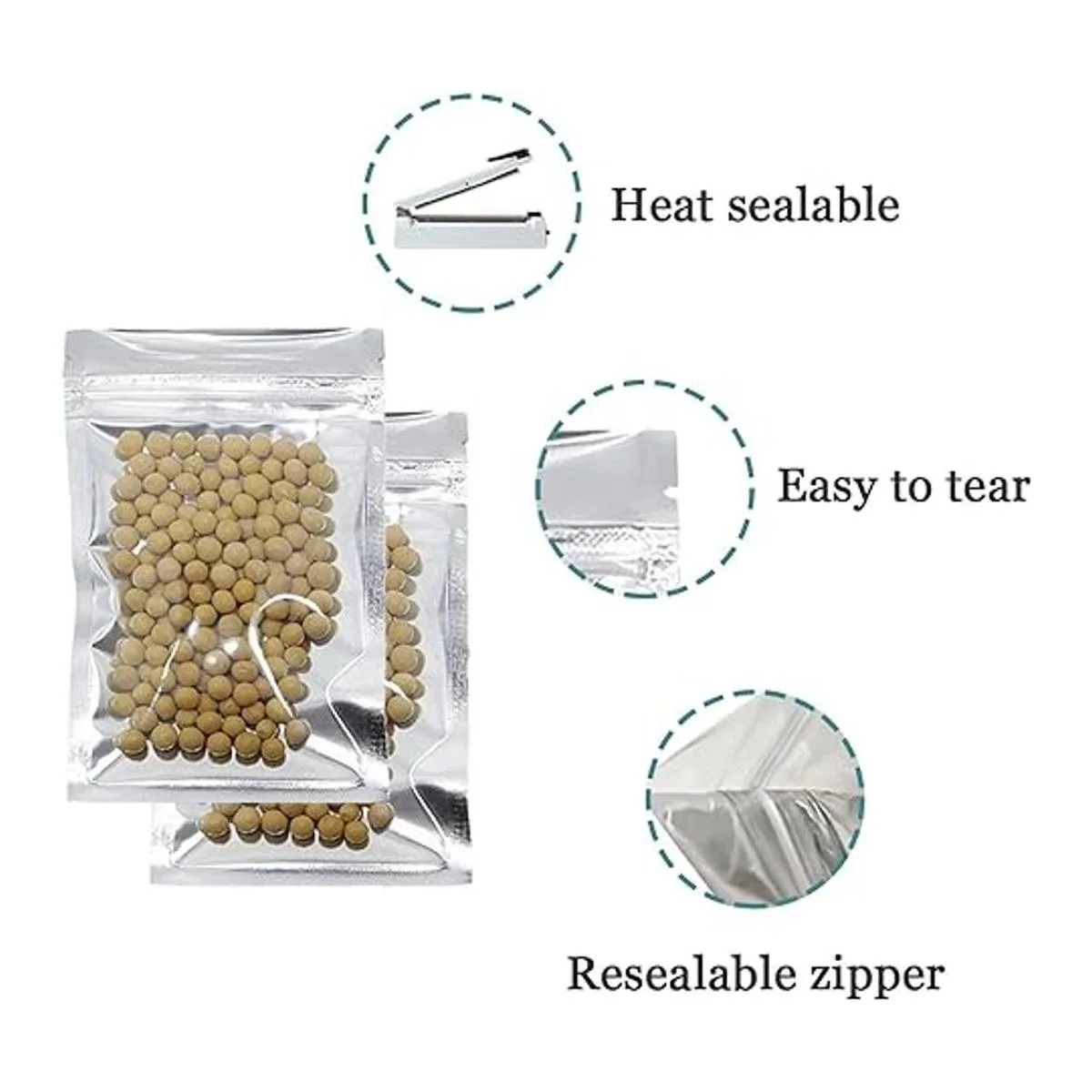 Bolsas de Mylar de plata transparente resellables para_3