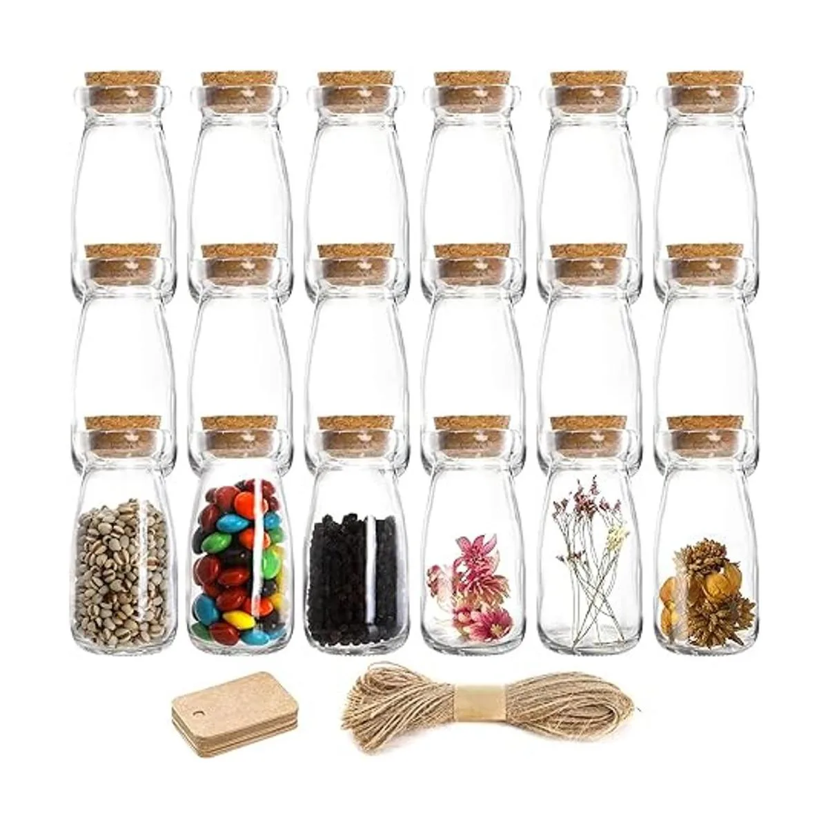 Kingrol Paquete de 18 botellas de vidrio con tapones de