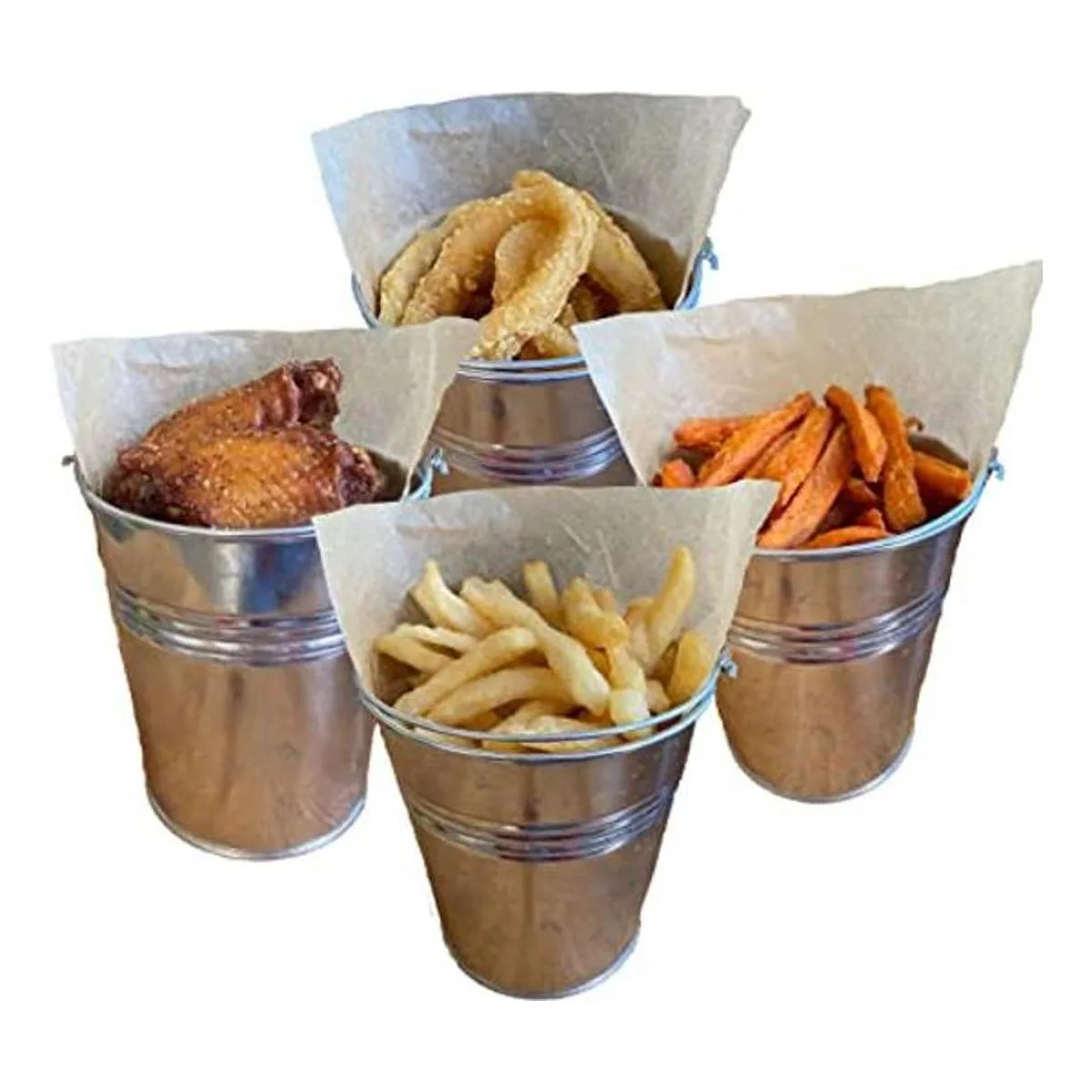 Goldenvalueable 12 Tinplate Metal Buckets for French Fries_1